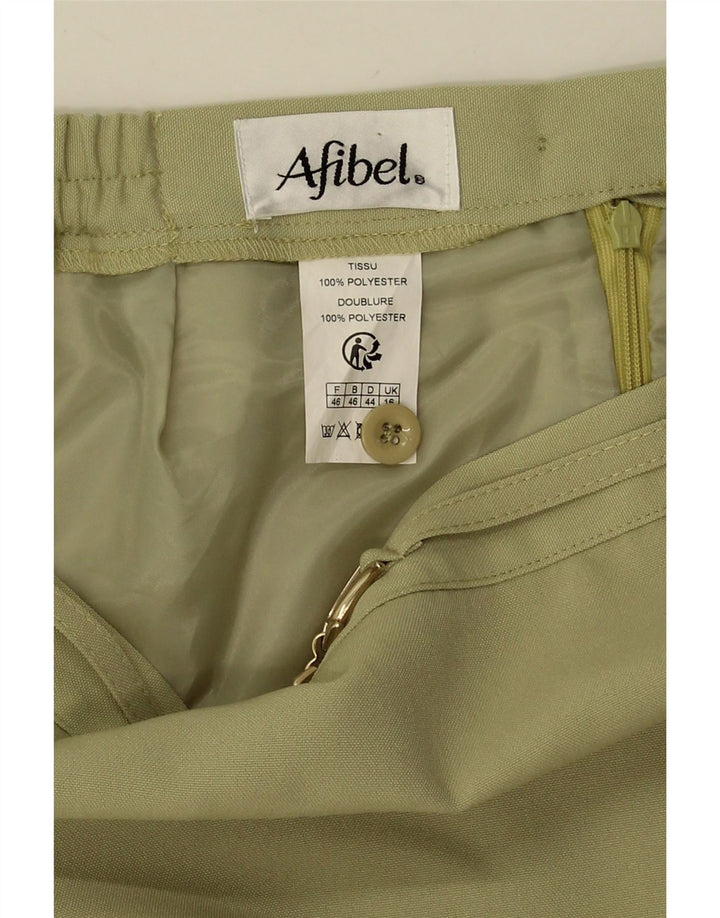 AFIBEL Womens Midi Skirt UK 16 Large W34  Green Polyester