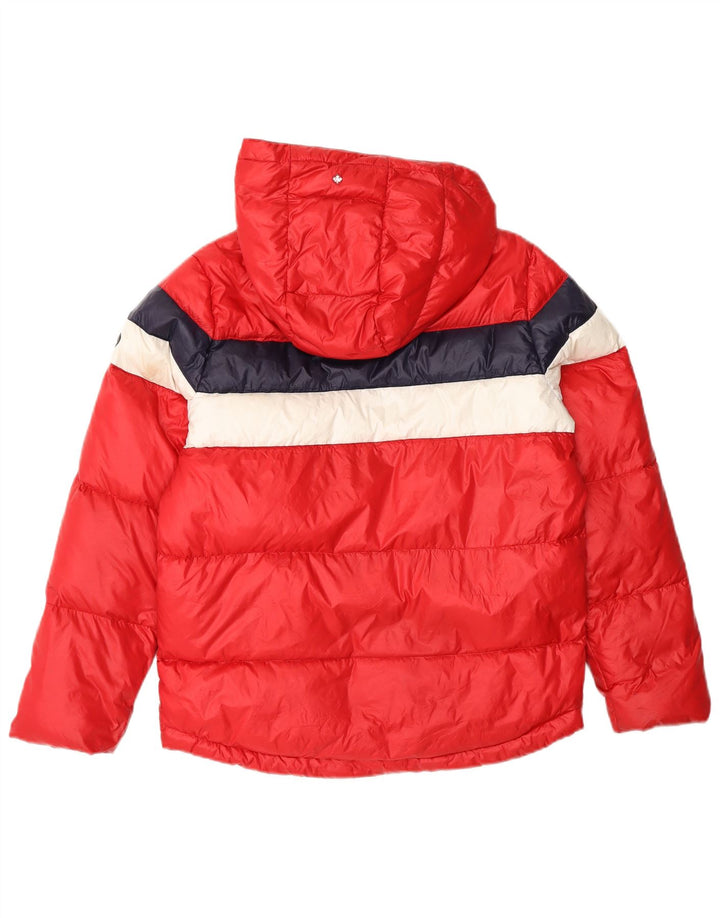 CANADIENS Polstret hættejakke til kvinder UK 14 Medium Red Colourblock