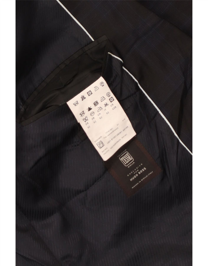 Hugo Boss Herren-Blazer mit 2 Knöpfen, EU 52, XL, marineblau, kariert, Schurwolle