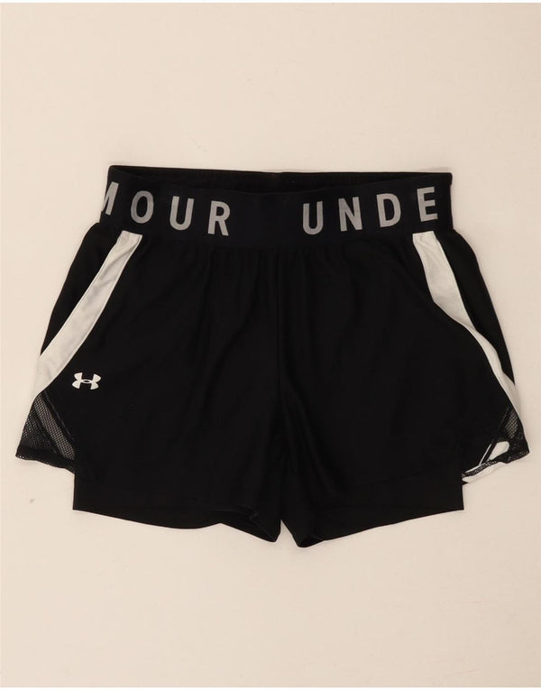 Under Armour Womens Heat Gear Graphic Sport Shorts UK 6 XS Black