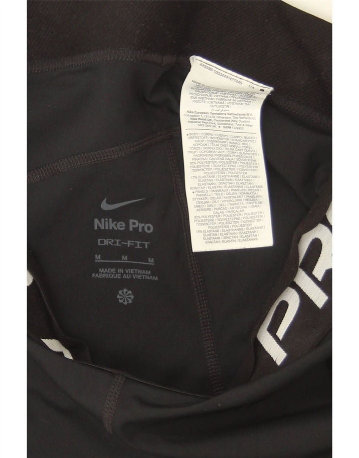 Nike Womens Dri Fit Graphic Leggings UK 12 Medium Black Polyester