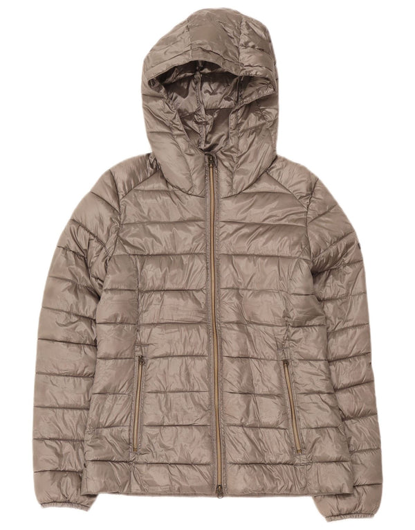 Brugi Womens Hooded Padded Jacket UK 12 Medium Grey Polyester