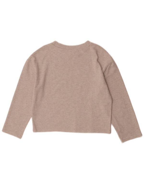 Zara Womens Crop 3/4-ærmet bådhalstrøje DK 10 Small Beige