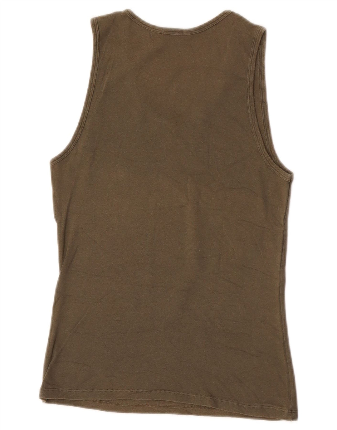 Benetton Womens Graphic Vest Top UK 8 Small Khaki