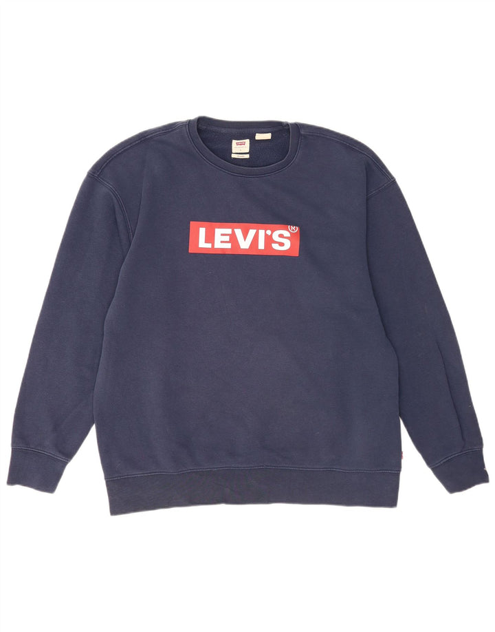 Levi's Mens Relaxed Graphic Sweatshirt Jumper Large Navy Blue Cotton