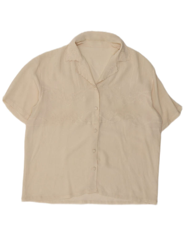 Vintage γυναικεία κοντομάνικη μπλούζα UK 14 Large Off White