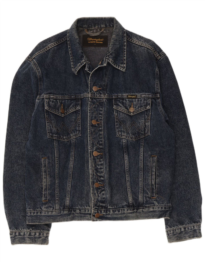 Wrangler Mens Denim Jacket UK 40 Large Navy Blue Cotton