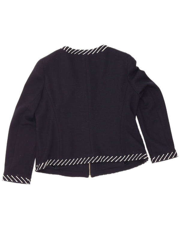 Luisa Spagnoli Damen-Blazerjacke mit durchgehendem Reißverschluss, UK 16, Größe L, Marineblau gestreift