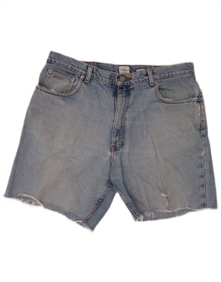 CALVIN KLEIN Mens Distressed Denim Shorts W36 Large Blue Cotton