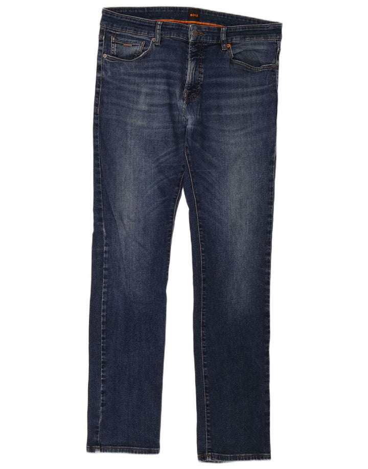 Hugo Boss Mens Slim Jeans W34 L34 Navy Blue Cotton