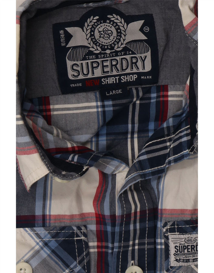 SUPERDRY herreskjorte stor marineblå ternet