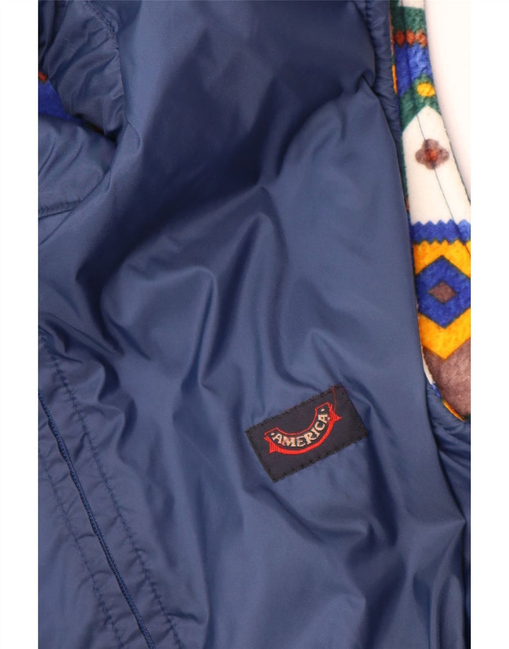 VINTAGE Mens Reversible Gilet UK 38 Medium Navy Blue Polyamide