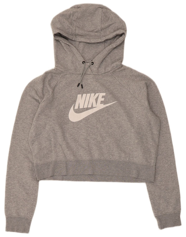 Nike Womens Graphic Crop Sweatshirt Jumper UK 16 Grand Gris Coton