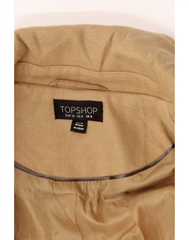 Topshop Damen Mantel UK 8 Small Beige Polyester