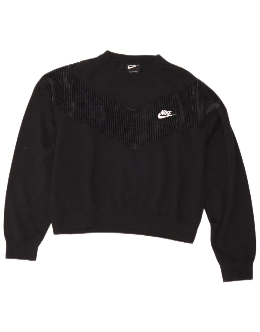 Nike Womens Crop Oversized Sweatshirt Jumper UK 10 Small Black Cotton