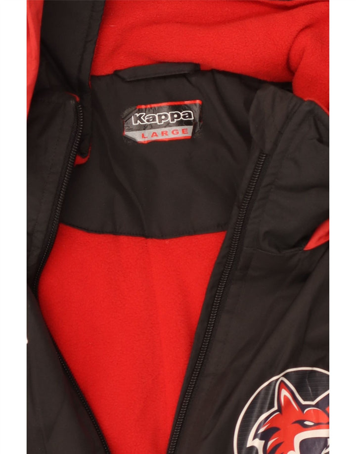 Kappa Mens Graphic Hooded Windbreaker Jacket UK 40 Large Black Polyester