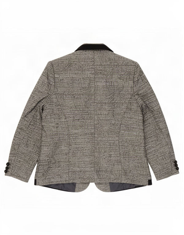 Giacca blazer vintage da donna a 1 bottone IT 54 3XL Grigio Paisley