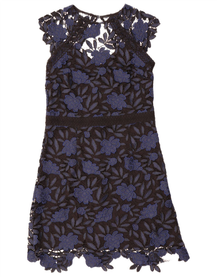 Lipsy Womens A-Line Dress UK 14 Medium Navy Blue Floral Polyester