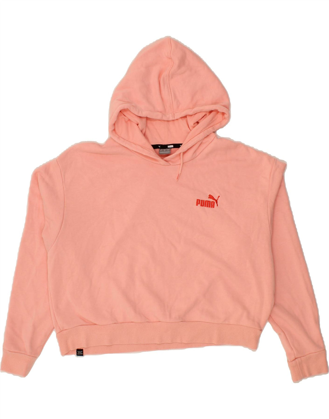 PUMA Womens Oversized Crop Hoodie Jumper UK 16 Large Pink Vintage Puma and Second-Hand Puma from Messina Hembry 