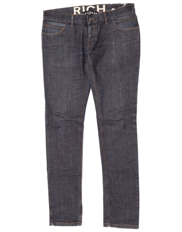 Richmond Mens Skinny Jeans W34 L34 Navy Blue Cotton