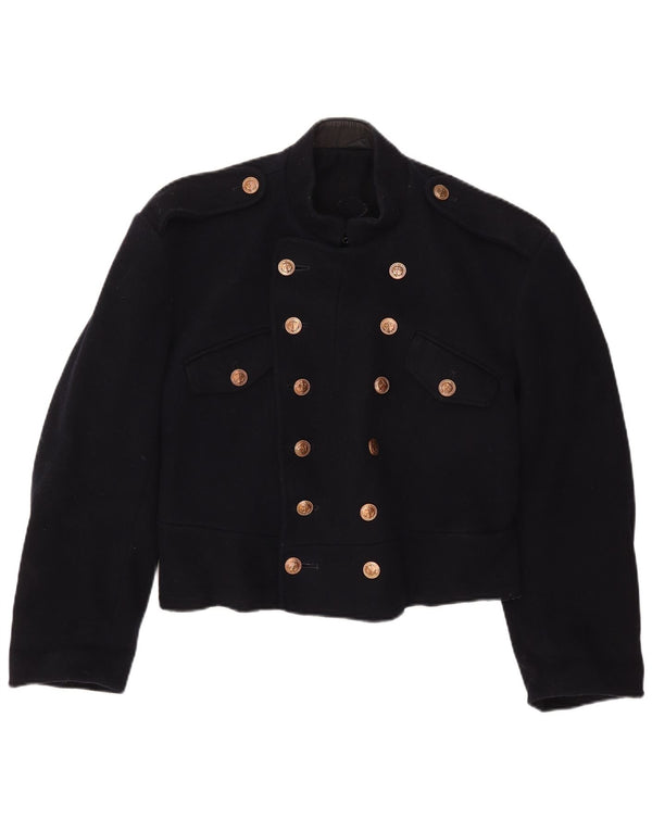 Vintage Kvinder Military Bolero Jacket UK 12 Medium Navy Blue