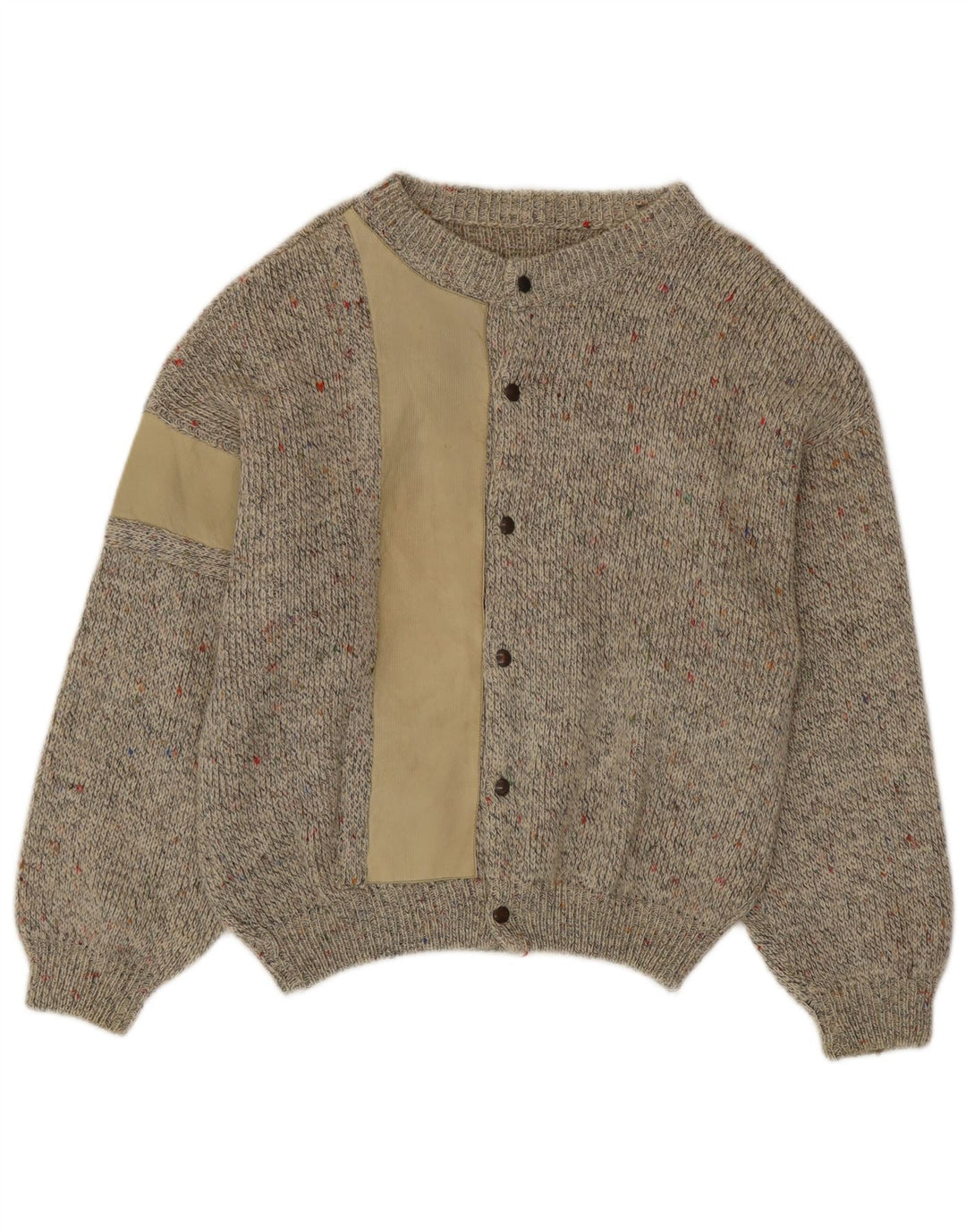 Vintage Herren Cardigan Pullover Mittelbeige meliert Alpakawolle
