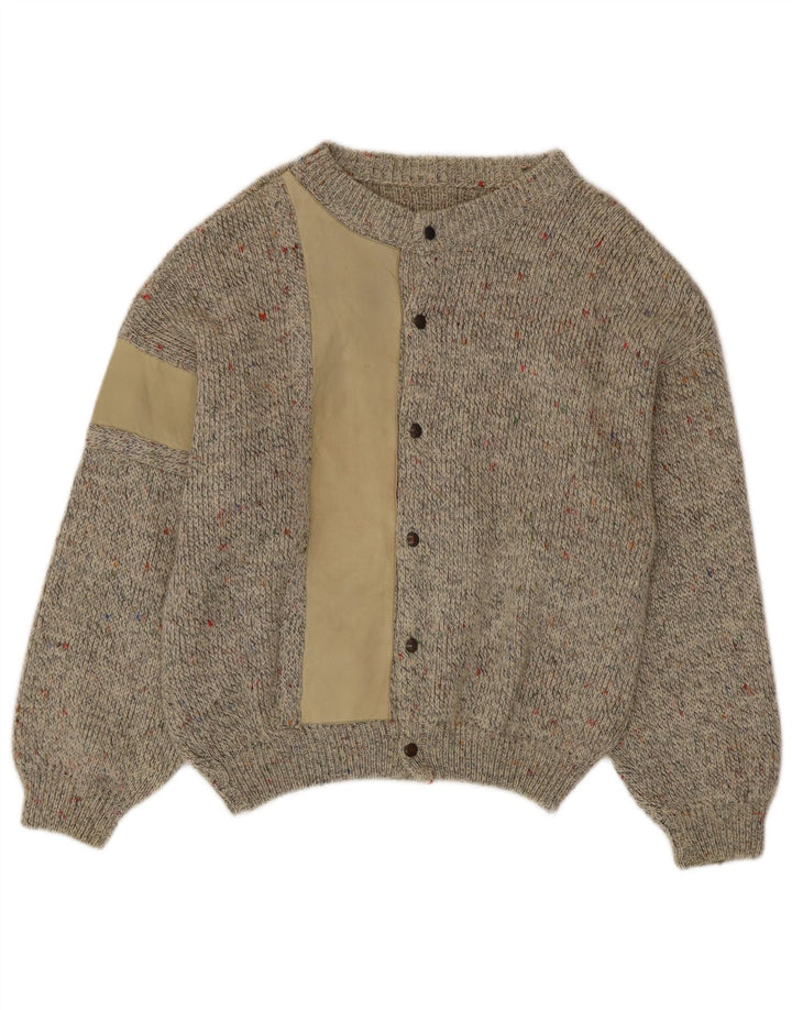 Vintage Herren Cardigan Pullover Mittelbeige meliert Alpakawolle
