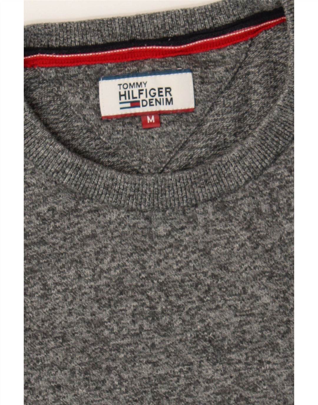 TOMMY HILFIGER Mens Crew Neck Jumper Sweater Medium Grey Flecked Cotton Vintage Tommy Hilfiger and Second-Hand Tommy Hilfiger from Messina Hembry 