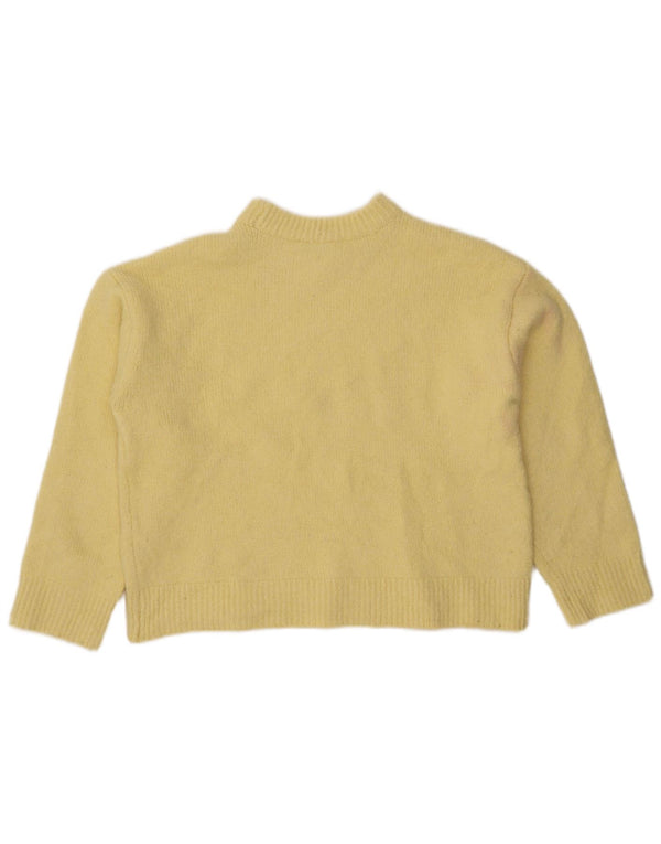 Zara Womens Crop Boat Neck Jumper Sweater UK 14 Medium Yellow