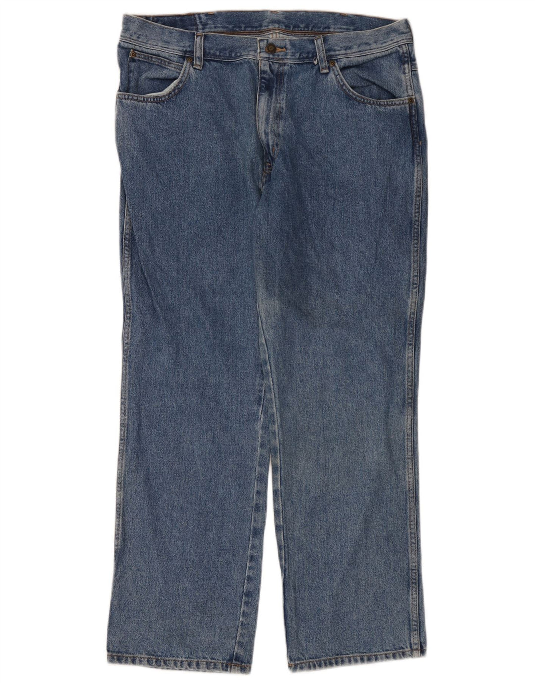 Wrangler Mens Regular Fit Straight Jeans W38 L30 Blue Cotton
