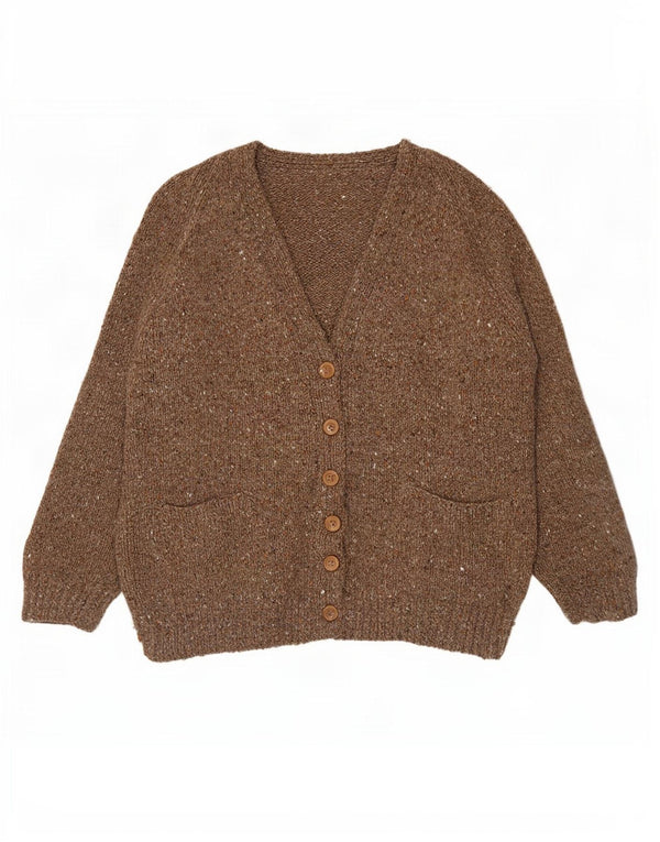 Vintage Womens Cardigan Sweater UK 12 Medium Brown Flecked