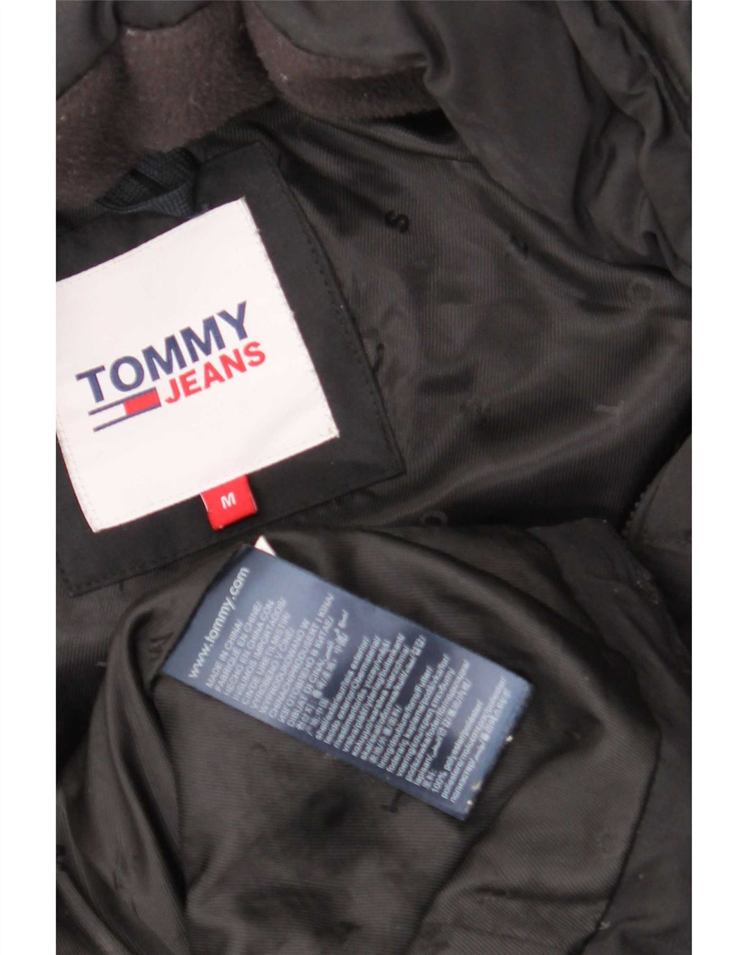 Tommy Hilfiger Abrigo acolchado con capucha para mujer UK 44 Poliéster negro mediano