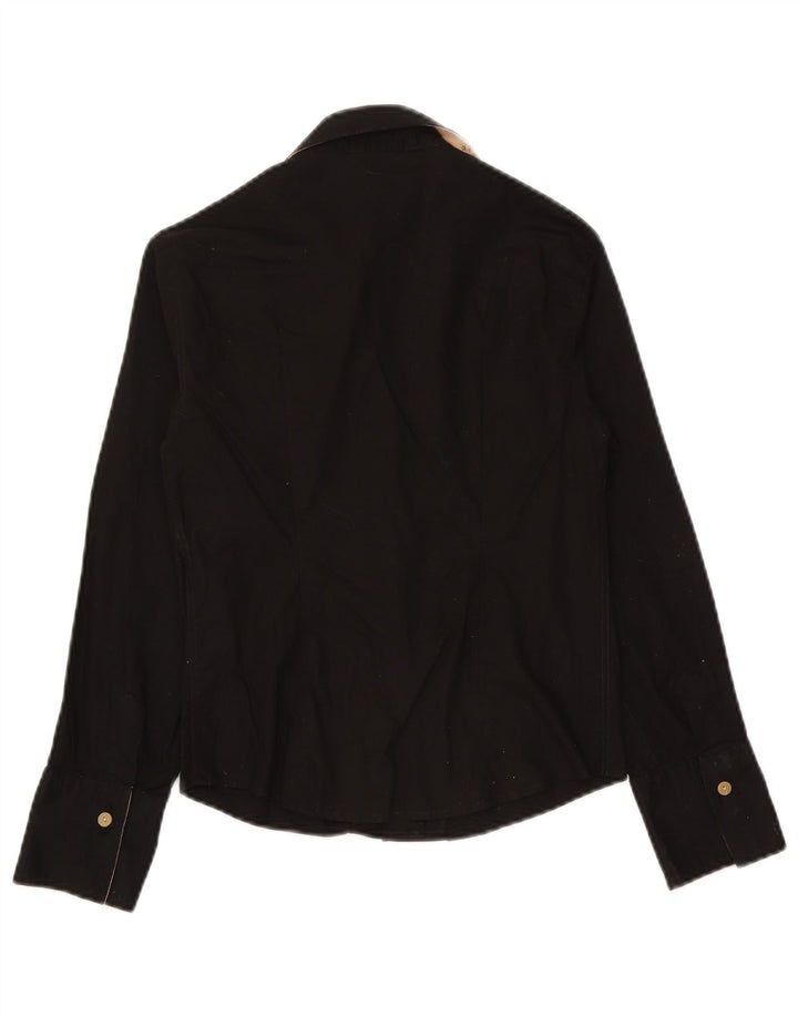 ALVIERO MARTINI Womens Shirt UK 12 Medium Black Cotton