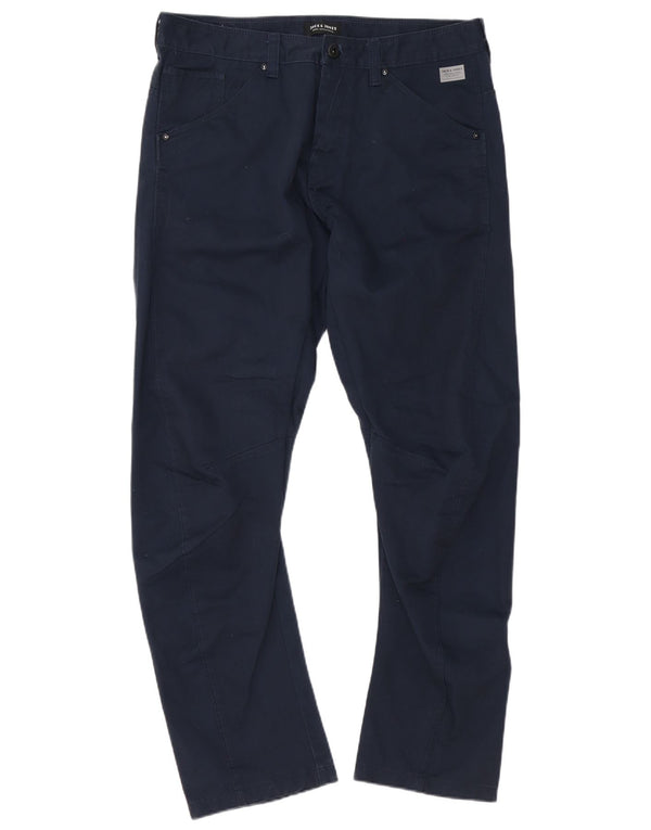 Pantaloni casual anti-fit da uomo Jack & Jones W36 L34 cotone blu navy