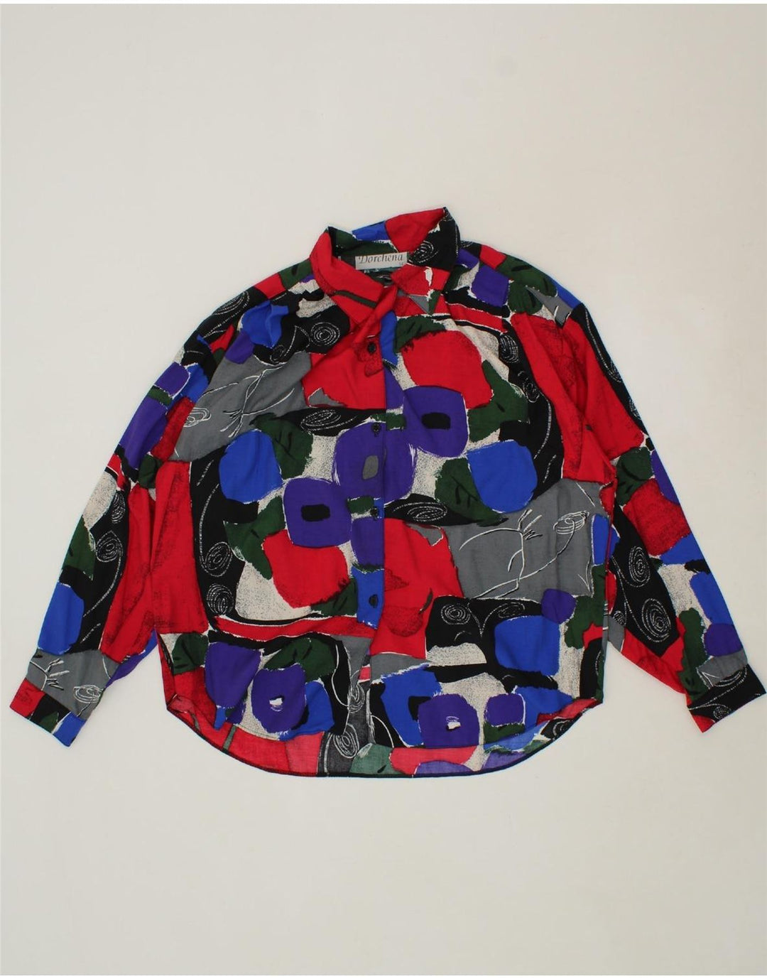 VINTAGE Womens Oversized Longline Shirt Blouse UK 14 Large Multicoloured Vintage Vintage and Second-Hand Vintage from Messina Hembry 