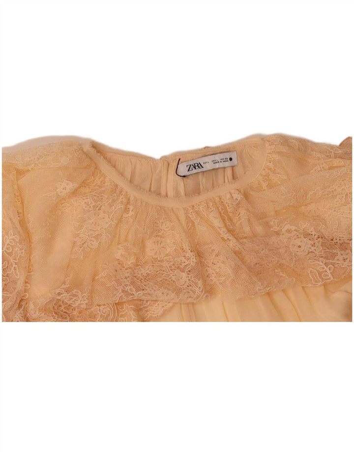 ZARA Womens Oversized Long Sleeve Blouse Top UK 16 Large Beige Polyester
