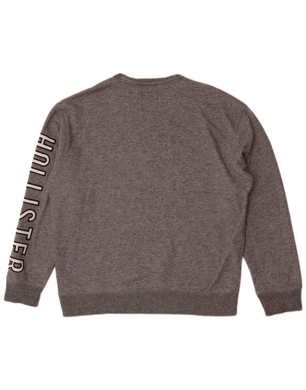 Hollister Mens Graphic Sweatshirt Jumper XL Grey Cotton