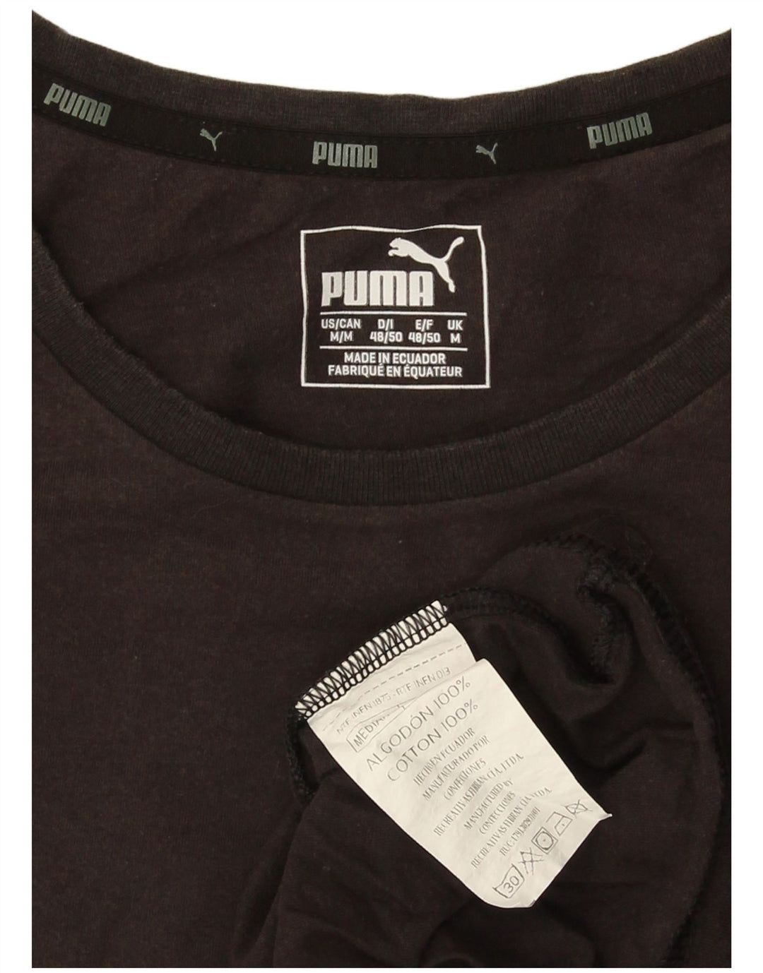 Puma Mens Graphic T-Shirt Top Medium Black Cotton