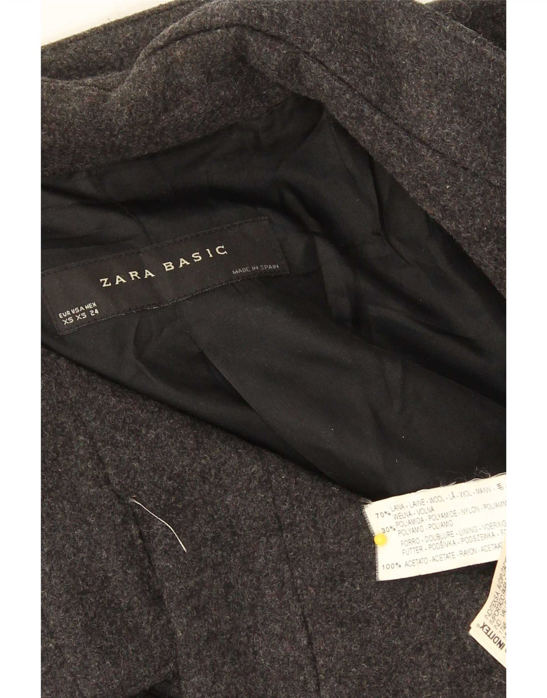 Cappotto da marinaio da donna Zara UK 6 XS in lana nera