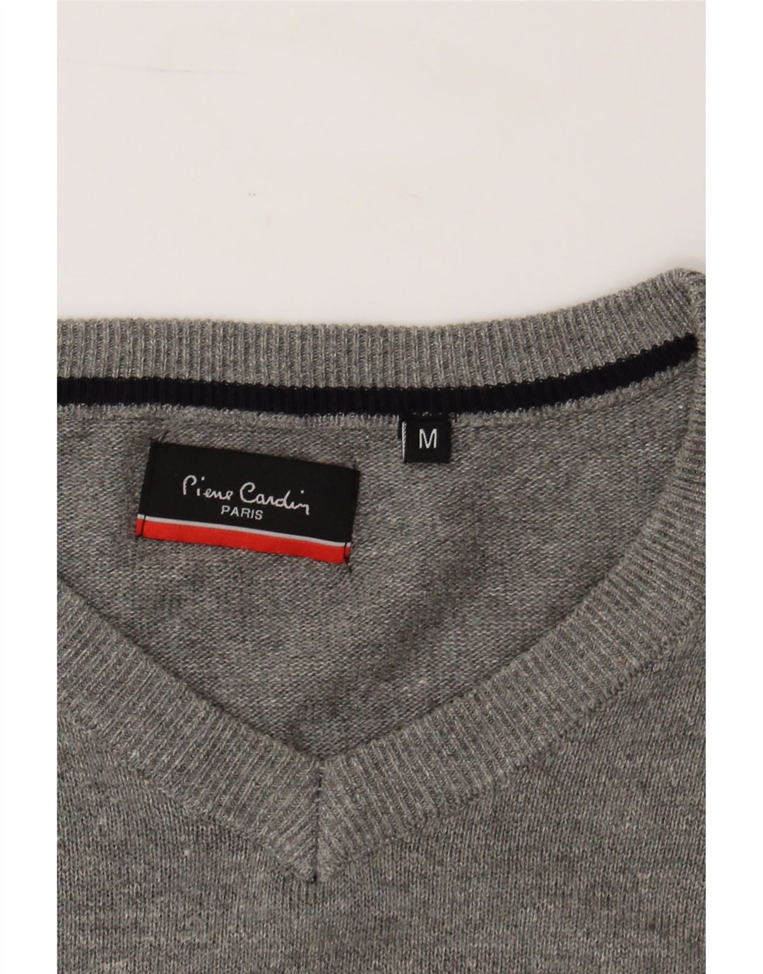 PIERRE CARDIN Mens V-Neck Jumper Sweater Medium Grey Cotton Vintage Pierre Cardin and Second-Hand Pierre Cardin from Messina Hembry 