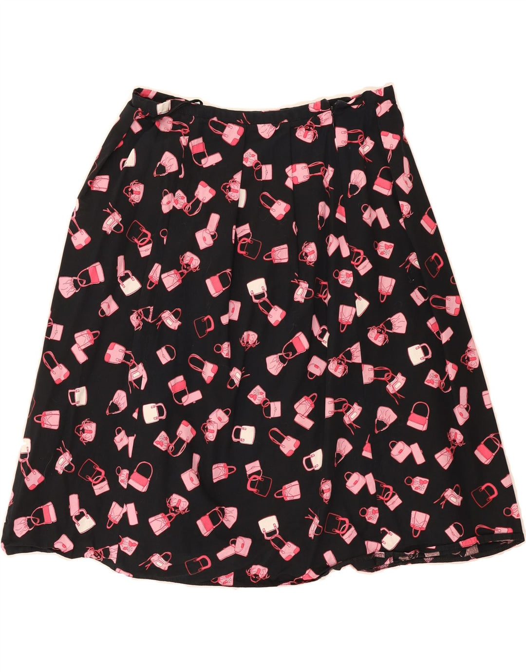 BAY Womens Abstract Pattern A-Line Skirt UK 10 Small W30  Black Cotton Vintage Bay and Second-Hand Bay from Messina Hembry 