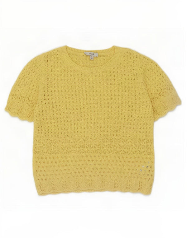 Marks & Spencer Womens Crochet Blouse Top UK 12 Medium Yellow Polyester