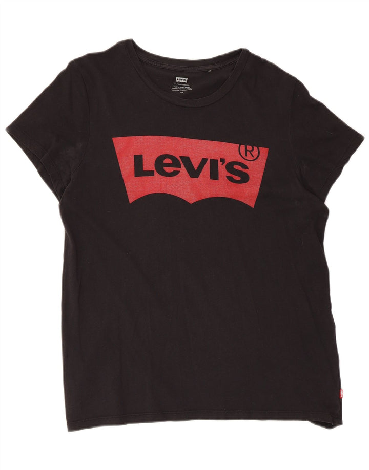 Levi's Womens Graphic T-Shirt Top UK 14 Large Black