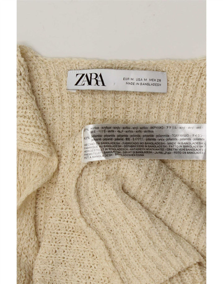 Zara Womens Vest Tank Top UK 12 Medium Beige Acrylic