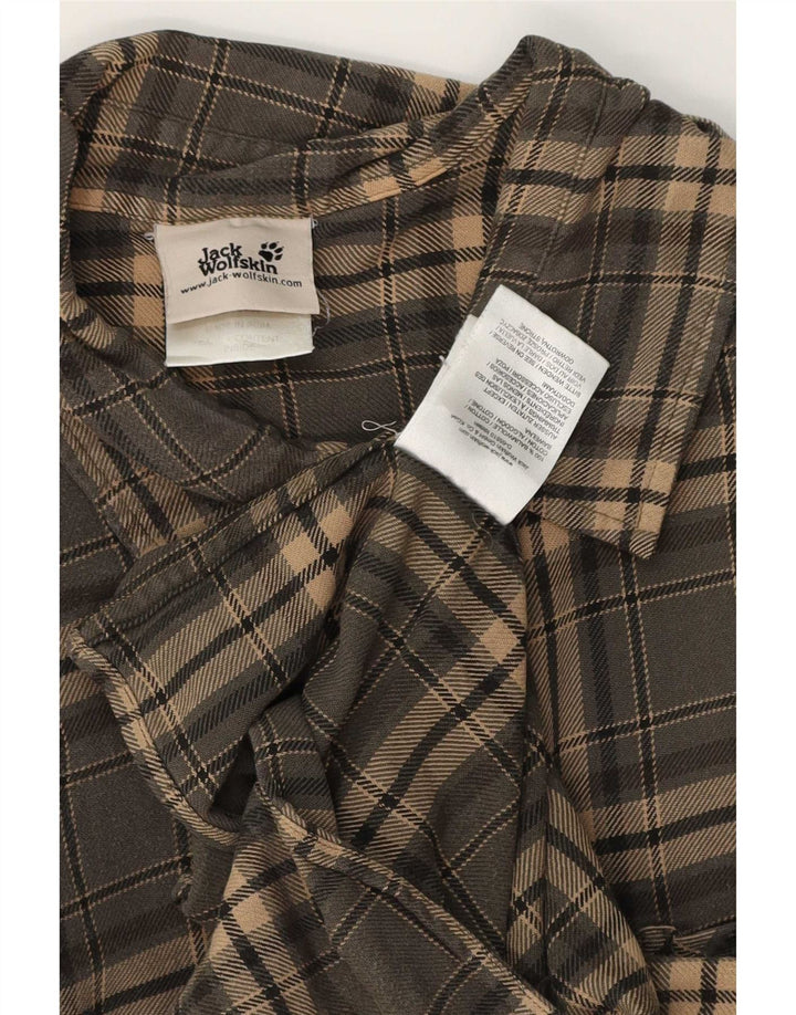 Jack Wolfskin Mens Flannel Shirt XL Grey Check Cotton