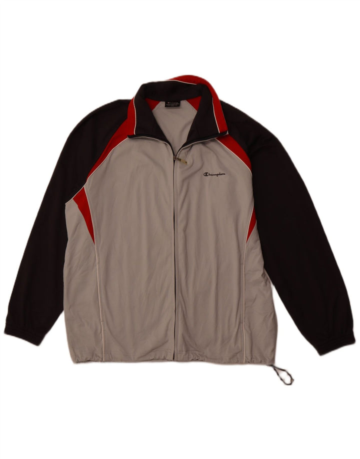 Champion Herren-Trainingsanzug-Top-Jacke, großes graues Colourblock-Polyester