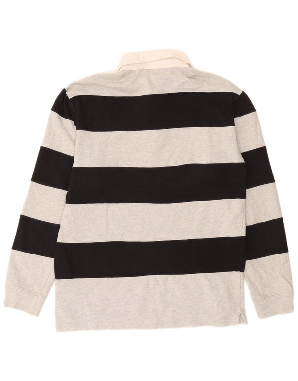 Polo da rugby da uomo a maniche lunghe Champion in cotone a righe grigio medio