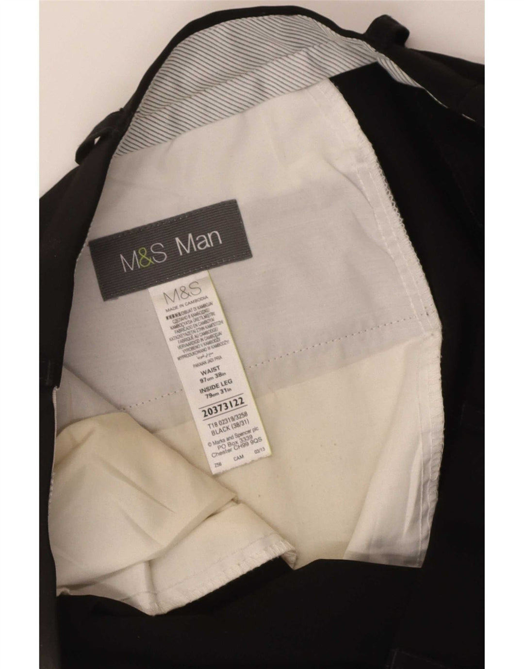 Marks & Spencer Męskie proste spodnie garniturowe W38 L31 Czarny poliester