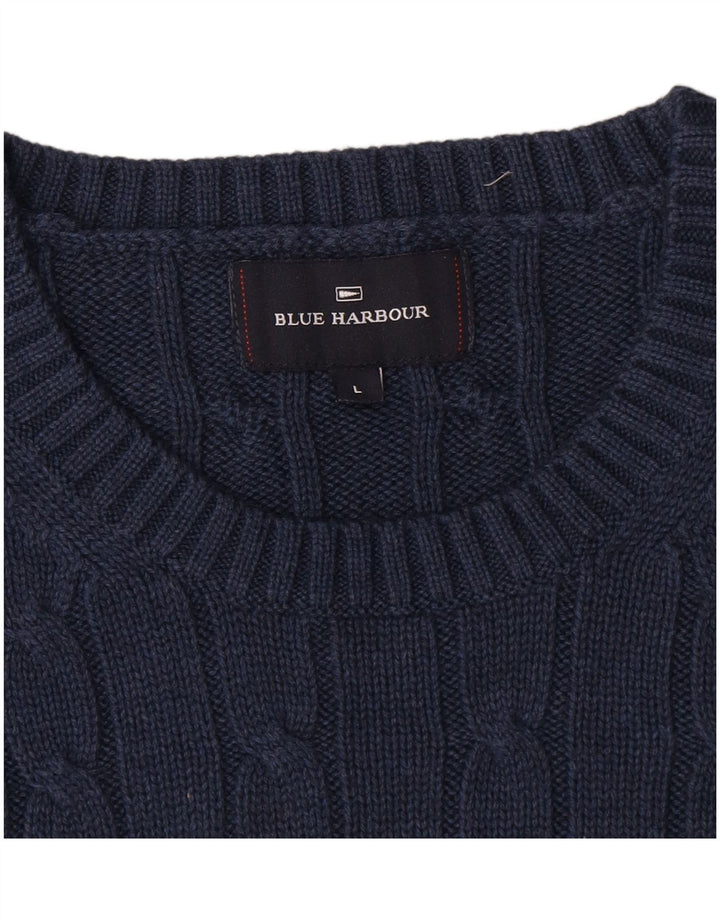 Maglione maglione girocollo da uomo Marks & Spencer blu Harbour grande blu navy