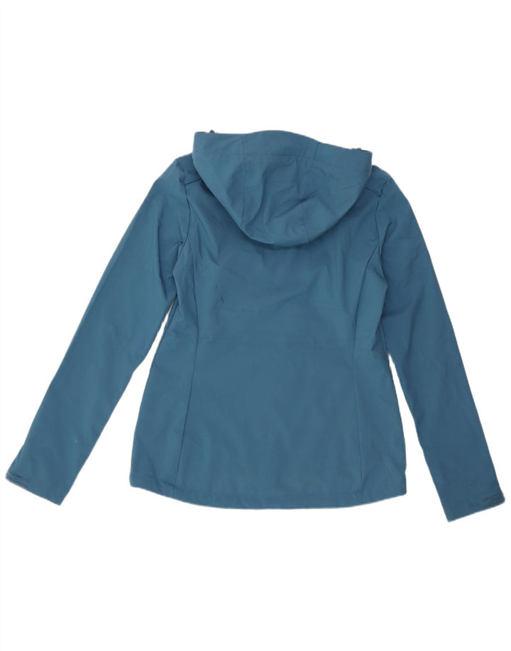 MOUNTAIN WAREHOUSE Womens Hooded Rain Jacket UK 6 XS Blue Polyester